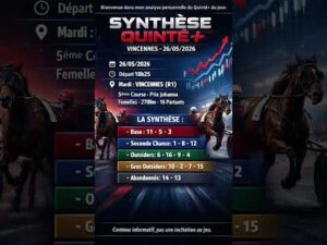 Lire la suite à propos de l’article Vincennes,Pronostic Quinté+ Vincennes (R1) -26 Mai- Synthèse stratégique du jour